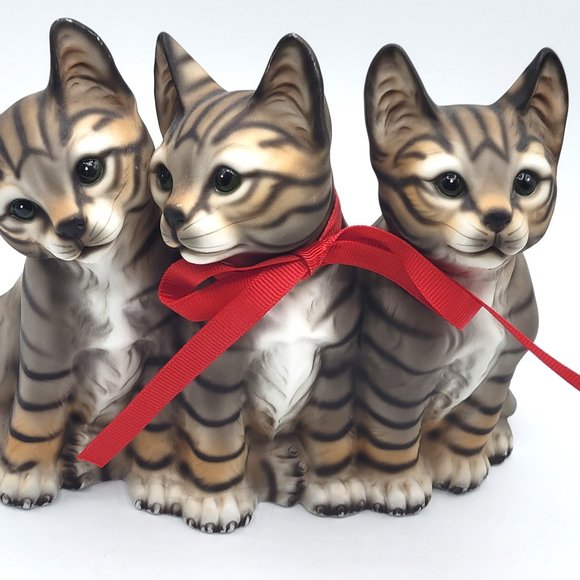 Harvey Knox 3 Tiger Stripe Kitty Cat Kitten Figurine - Picture 2 of 12